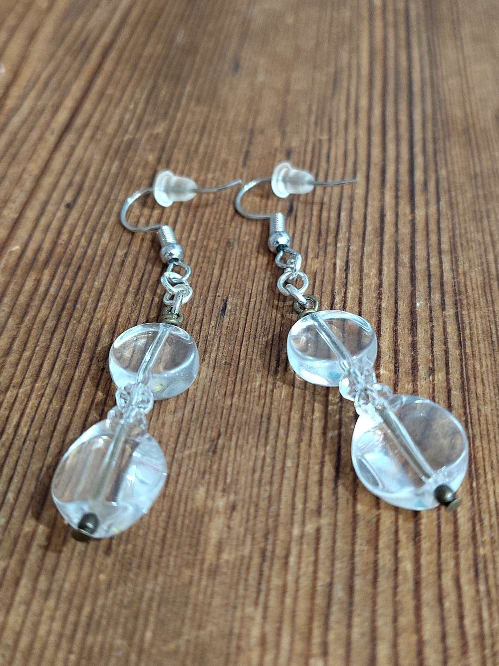 *5 For $20***Clear Beaded Long Dangle Earrings / Handmade Ladies Earrings - Picture 6 of 8